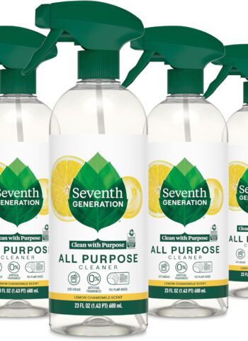 Seventh Generation All Purpose Cleaning Spray Surface Cleaner Lemon Chamomile scent Cuts Grease 23 oz, Pack of 4
