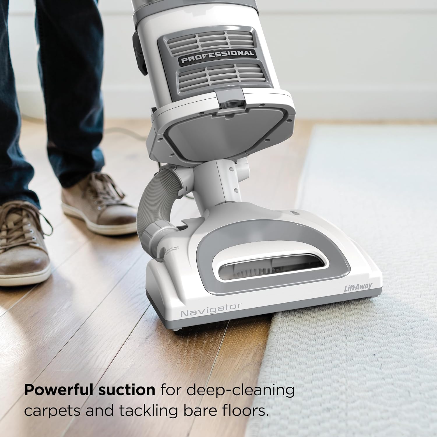 Shark Upright Vacuum Cleaner | Navigator Lift-Away | Pet Hair, Carpet & Hard Floor Cleaning | Dusting Brush & Crevice Tool | HEPA Filter | Swivel Steering | White/Silver | NV356E - Image 2