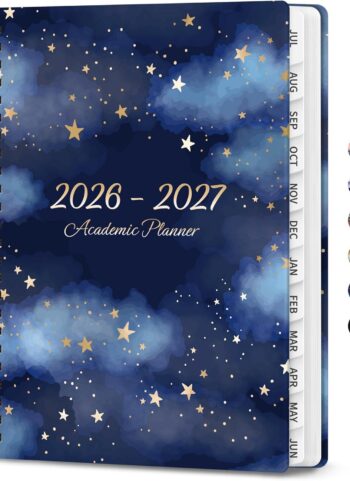 Planner 2026-2027, Monthly and Weekly Academic Planner July 2026 - June 2027, Hardcover Student Teacher Planning Agenda Calendar Book with Tabs, Perfect for Office School Supplies, A5 (6.3" x 8.5") - Starry Night