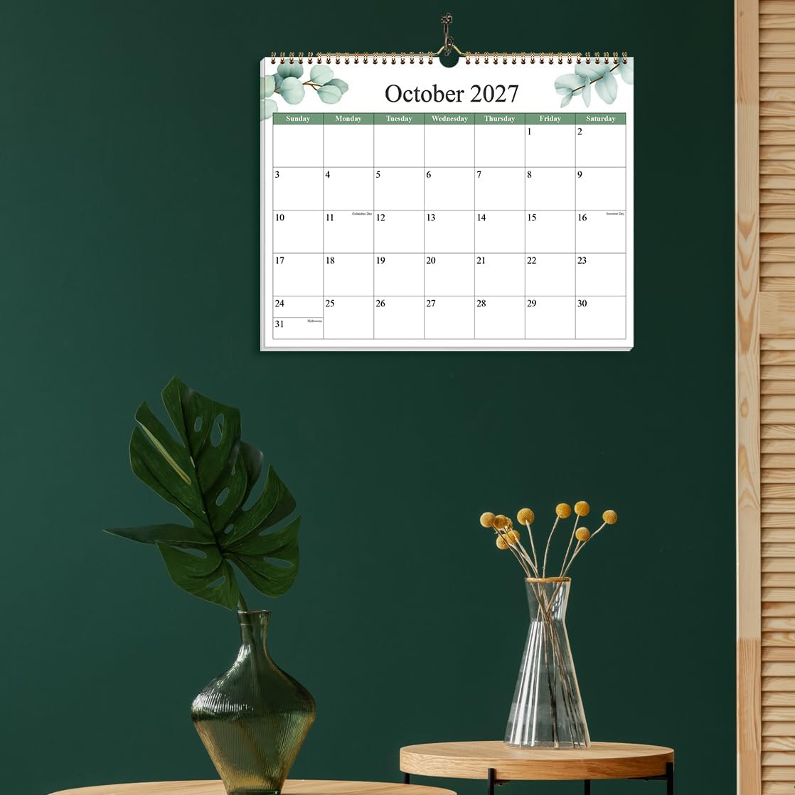 2026-2027 Calendar - Calendar 2026-2027 from June 2026 - December 2027, 19 Months Calendar with Premium Paper, Twin-Wire Binding & Hanging Hook, 12" x 14.5", Green Leaf - Image 6