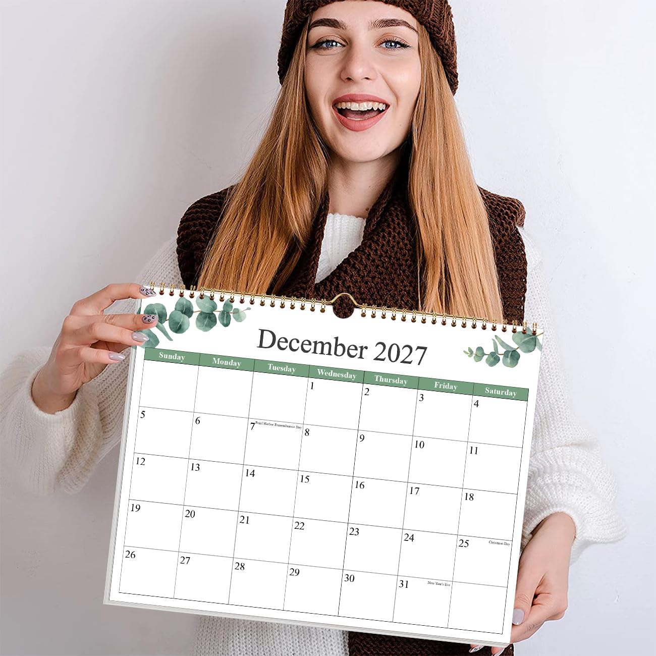 2026-2027 Calendar - Calendar 2026-2027 from June 2026 - December 2027, 19 Months Calendar with Premium Paper, Twin-Wire Binding & Hanging Hook, 12" x 14.5", Green Leaf - Image 7